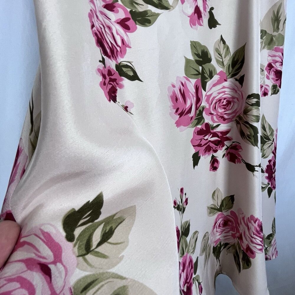 Donna Ricco 100% Silk Floral Dress Size 8 Pink Roses Fit Flare - Picture 11 of 16